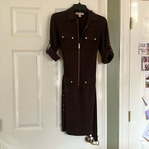 Michael Kors zipper dress and belt size XS brown with gold